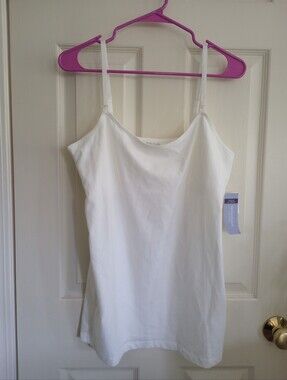 Motherhood Maternity White Spaghetti Strap Nursing Tank Top Sz L